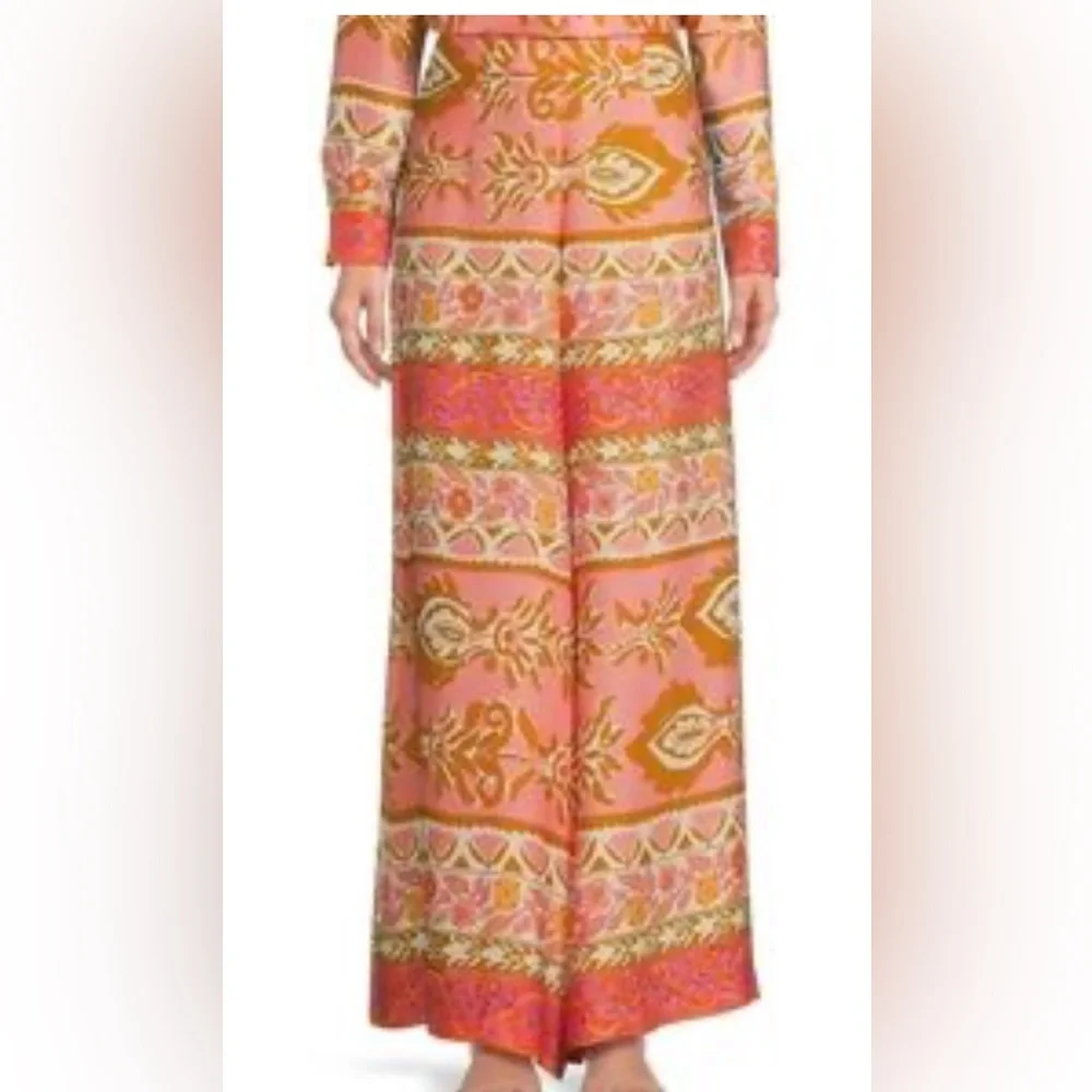 Alex Marie Floral Wide Leg Pants in Pink and Brown - Picture 3 of 12